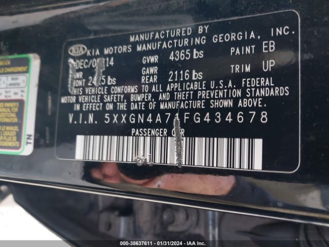 Photo 8 VIN: 5XXGN4A71FG434678 - KIA OPTIMA 