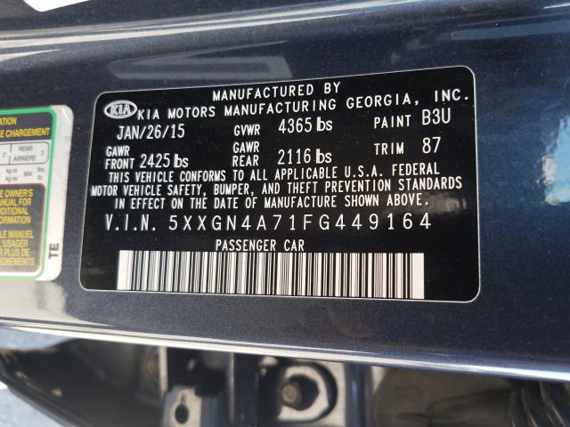 Photo 9 VIN: 5XXGN4A71FG449164 - KIA OPTIMA EX 