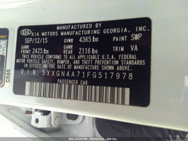 Photo 8 VIN: 5XXGN4A71FG517978 - KIA OPTIMA 