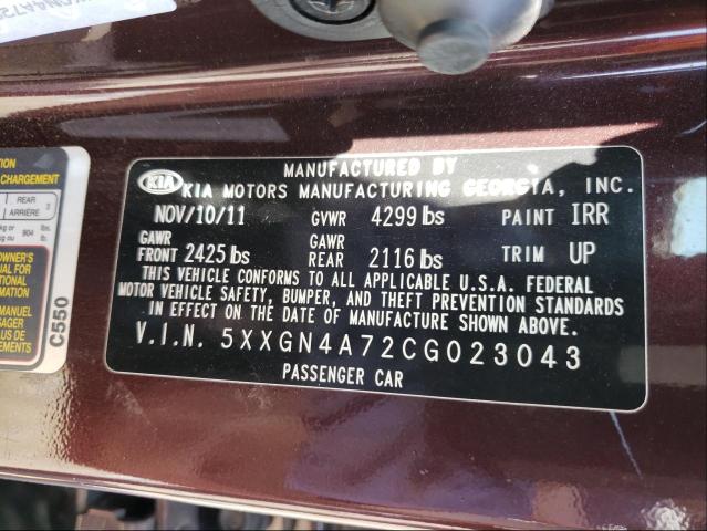 Photo 9 VIN: 5XXGN4A72CG023043 - KIA OPTIMA EX 