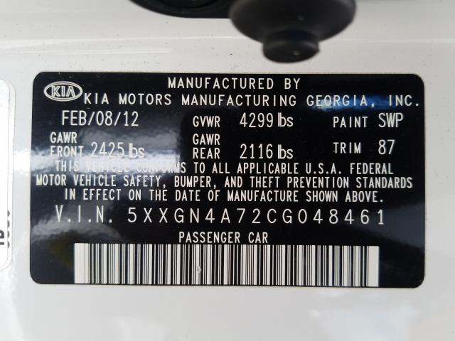 Photo 9 VIN: 5XXGN4A72CG048461 - KIA OPTIMA EX 