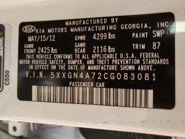 Photo 9 VIN: 5XXGN4A72CG083081 - KIA OPTIMA EX 