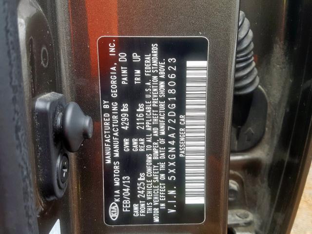 Photo 9 VIN: 5XXGN4A72DG180623 - KIA OPTIMA EX 