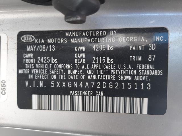 Photo 9 VIN: 5XXGN4A72DG215113 - KIA OPTIMA EX 