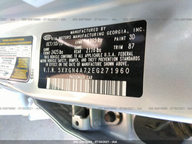 Photo 8 VIN: 5XXGN4A72EG271960 - KIA OPTIMA 