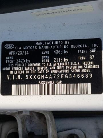 Photo 9 VIN: 5XXGN4A72EG346639 - KIA OPTIMA EX 