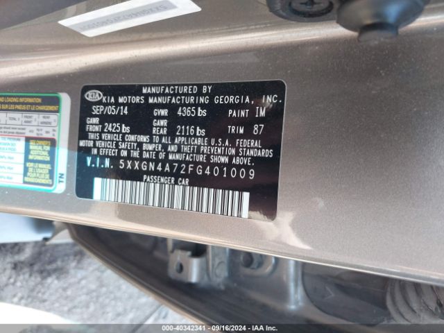 Photo 8 VIN: 5XXGN4A72FG401009 - KIA OPTIMA 