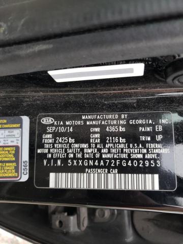 Photo 9 VIN: 5XXGN4A72FG402953 - KIA OPTIMA EX 