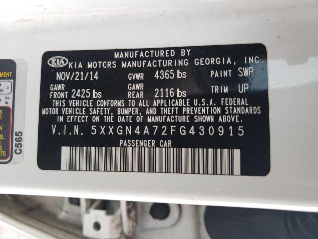 Photo 11 VIN: 5XXGN4A72FG430915 - KIA OPTIMA EX 