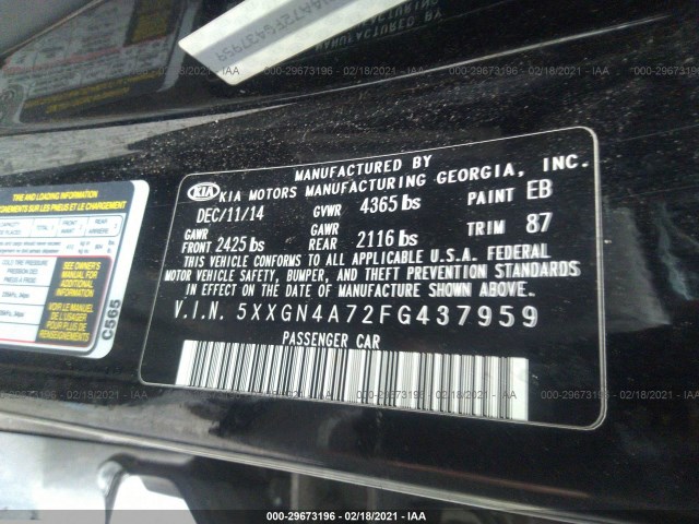 Photo 8 VIN: 5XXGN4A72FG437959 - KIA OPTIMA 