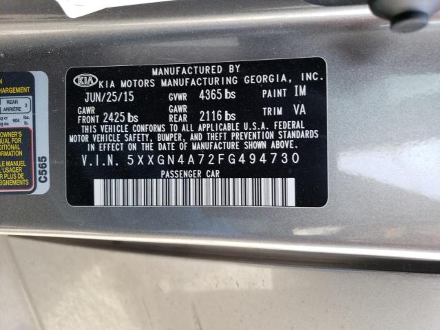 Photo 11 VIN: 5XXGN4A72FG494730 - KIA OPTIMA EX 