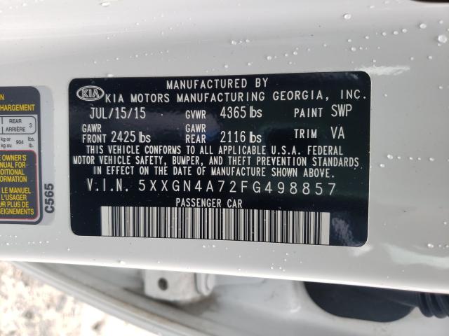 Photo 9 VIN: 5XXGN4A72FG498857 - KIA OPTIMA EX 