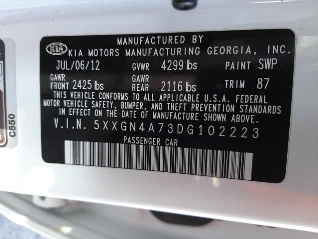 Photo 9 VIN: 5XXGN4A73DG102223 - KIA OPTIMA EX 