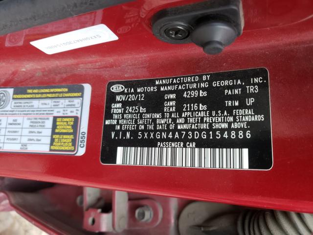 Photo 9 VIN: 5XXGN4A73DG154886 - KIA OPTIMA EX 