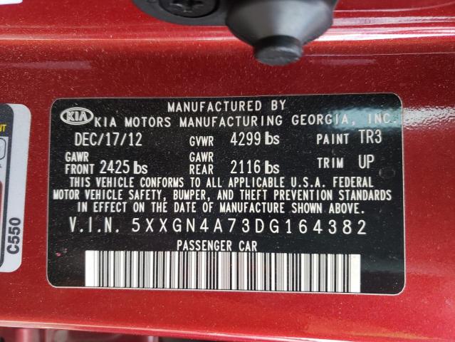 Photo 9 VIN: 5XXGN4A73DG164382 - KIA OPTIMA EX 