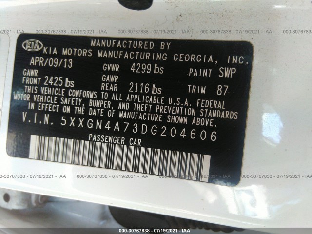 Photo 8 VIN: 5XXGN4A73DG204606 - KIA OPTIMA 