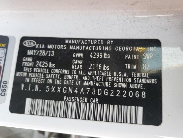 Photo 11 VIN: 5XXGN4A73DG222068 - KIA OPTIMA EX 