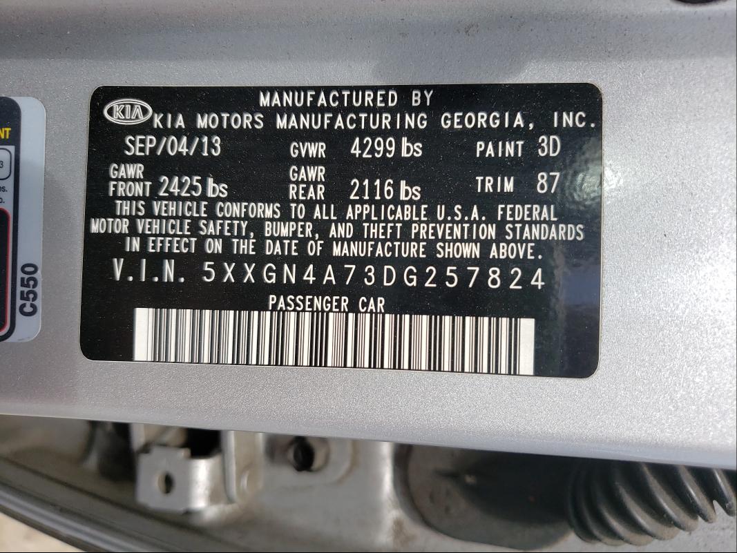 Photo 9 VIN: 5XXGN4A73DG257824 - KIA OPTIMA EX 