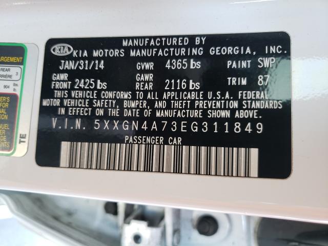 Photo 9 VIN: 5XXGN4A73EG311849 - KIA OPTIMA EX 