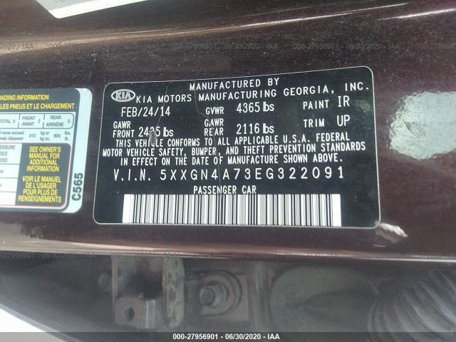 Photo 8 VIN: 5XXGN4A73EG322091 - KIA OPTIMA 