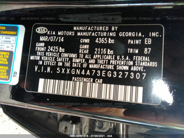 Photo 8 VIN: 5XXGN4A73EG327307 - KIA OPTIMA 