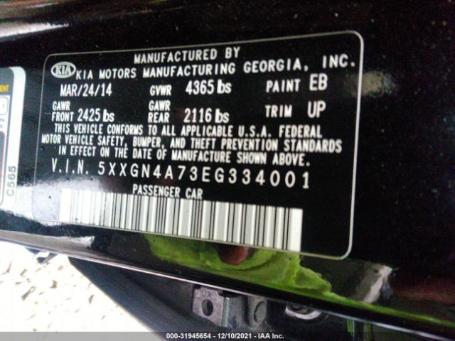 Photo 8 VIN: 5XXGN4A73EG334001 - KIA OPTIMA 