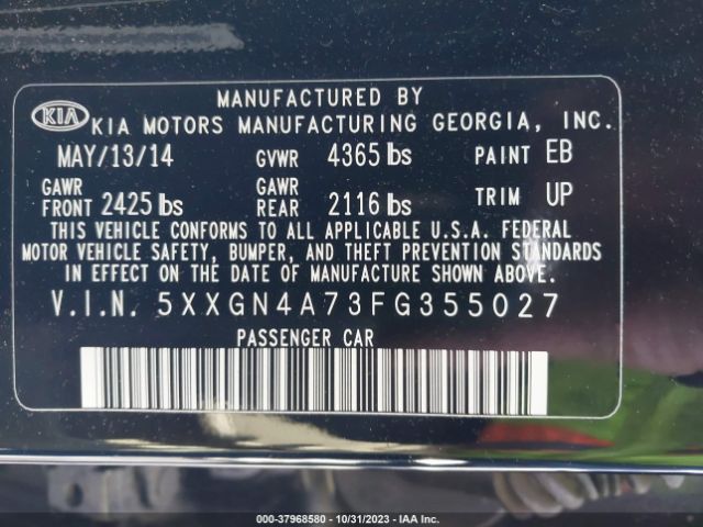 Photo 8 VIN: 5XXGN4A73FG355027 - KIA OPTIMA 