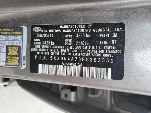 Photo 12 VIN: 5XXGN4A73FG362351 - KIA OPTIMA EX 