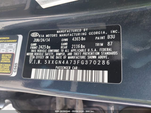 Photo 8 VIN: 5XXGN4A73FG370286 - KIA OPTIMA 