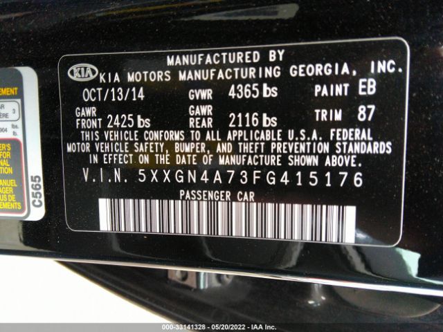 Photo 8 VIN: 5XXGN4A73FG415176 - KIA OPTIMA 