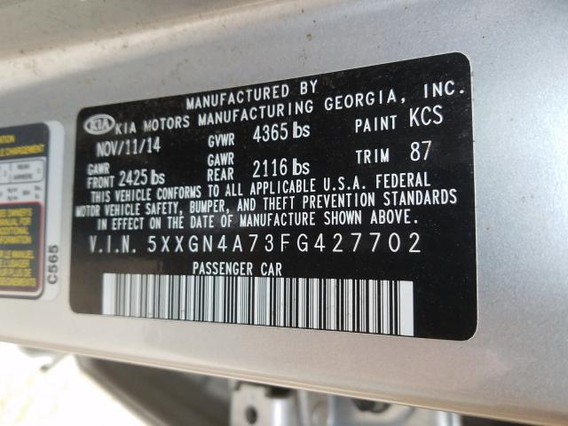 Photo 9 VIN: 5XXGN4A73FG427702 - KIA OPTIMA EX 