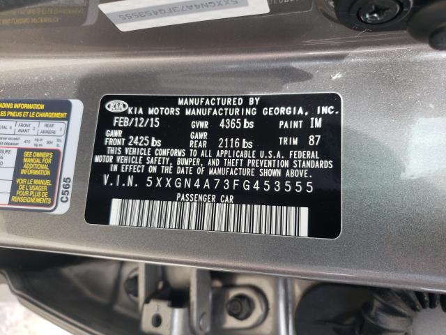 Photo 9 VIN: 5XXGN4A73FG453555 - KIA OPTIMA EX 