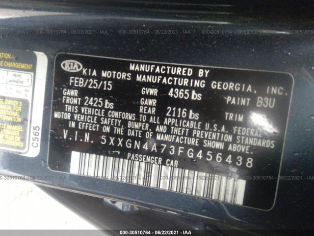 Photo 8 VIN: 5XXGN4A73FG456438 - KIA OPTIMA 