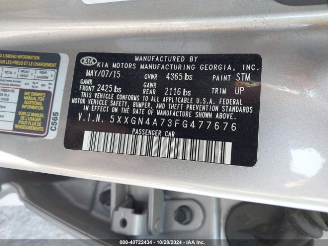 Photo 8 VIN: 5XXGN4A73FG477676 - KIA OPTIMA 