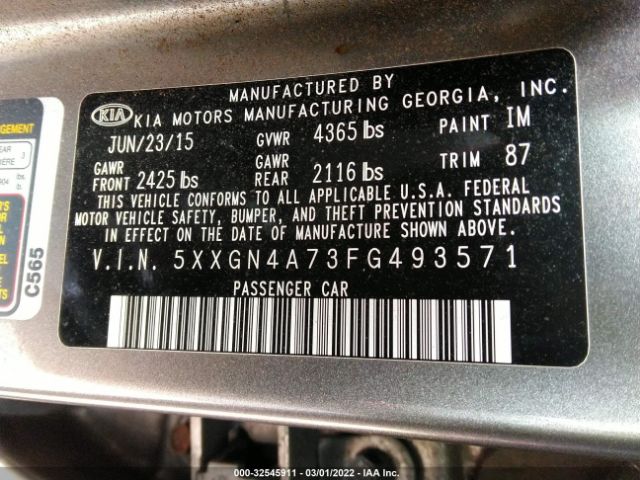 Photo 8 VIN: 5XXGN4A73FG493571 - KIA OPTIMA 