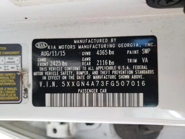 Photo 12 VIN: 5XXGN4A73FG507016 - KIA OPTIMA EX 