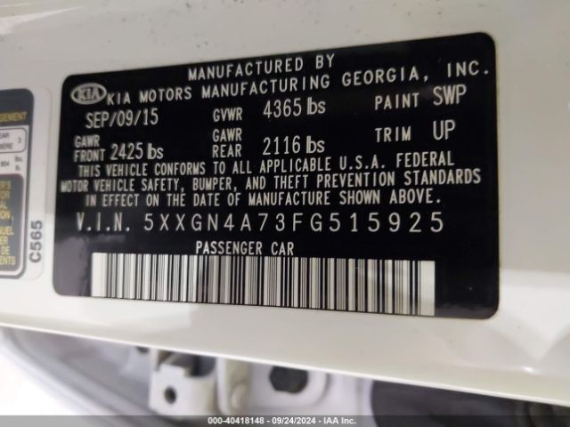 Photo 8 VIN: 5XXGN4A73FG515925 - KIA OPTIMA 