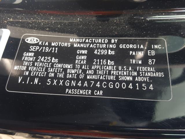 Photo 9 VIN: 5XXGN4A74CG004154 - KIA OPTIMA EX 