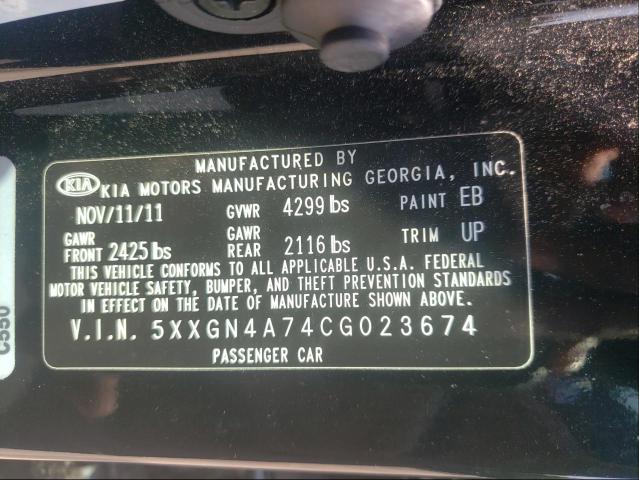 Photo 9 VIN: 5XXGN4A74CG023674 - KIA OPTIMA EX 