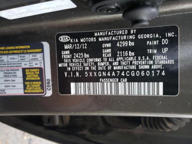 Photo 9 VIN: 5XXGN4A74CG060174 - KIA OPTIMA EX 