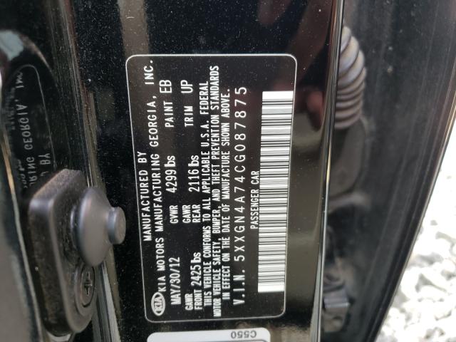 Photo 9 VIN: 5XXGN4A74CG087875 - KIA OPTIMA EX 