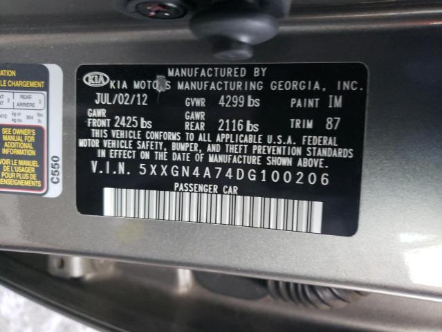 Photo 9 VIN: 5XXGN4A74DG100206 - KIA OPTIMA EX 