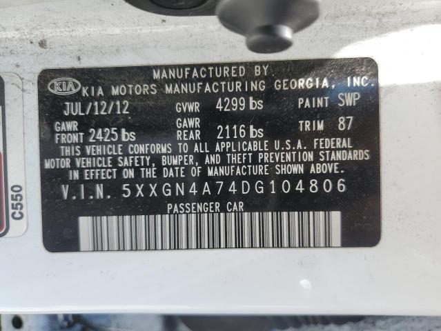 Photo 11 VIN: 5XXGN4A74DG104806 - KIA OPTIMA EX 