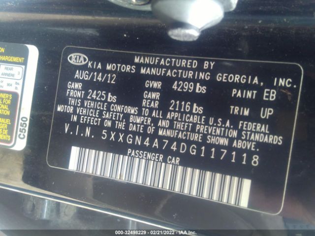 Photo 8 VIN: 5XXGN4A74DG117118 - KIA OPTIMA 