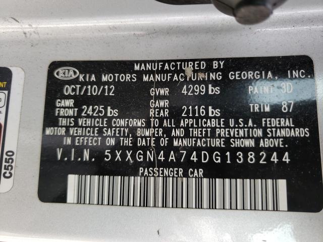 Photo 9 VIN: 5XXGN4A74DG138244 - KIA OPTIMA EX 