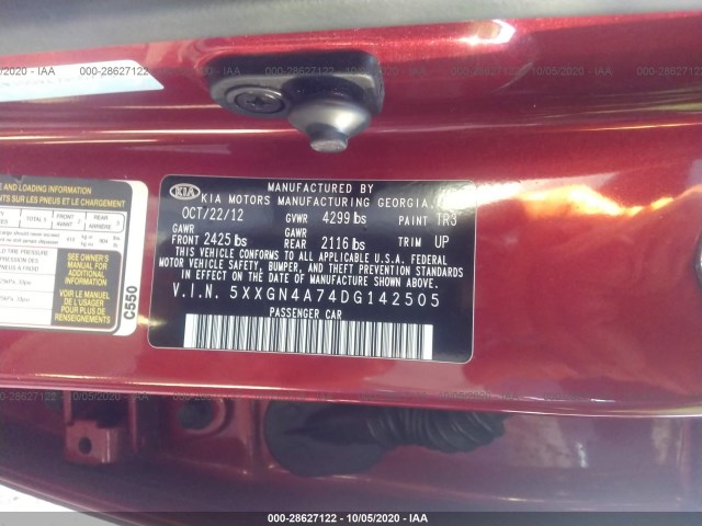 Photo 8 VIN: 5XXGN4A74DG142505 - KIA OPTIMA 