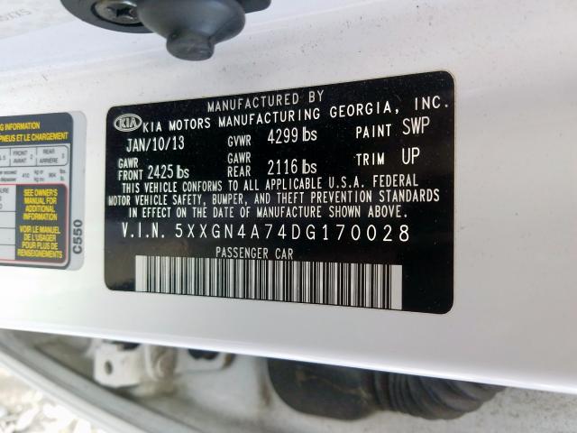 Photo 9 VIN: 5XXGN4A74DG170028 - KIA OPTIMA EX 