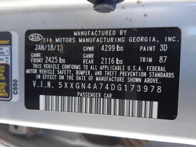 Photo 9 VIN: 5XXGN4A74DG173978 - KIA OPTIMA EX 