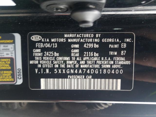 Photo 9 VIN: 5XXGN4A74DG180400 - KIA OPTIMA EX 