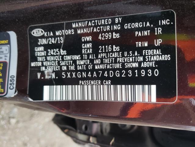 Photo 9 VIN: 5XXGN4A74DG231930 - KIA OPTIMA EX 